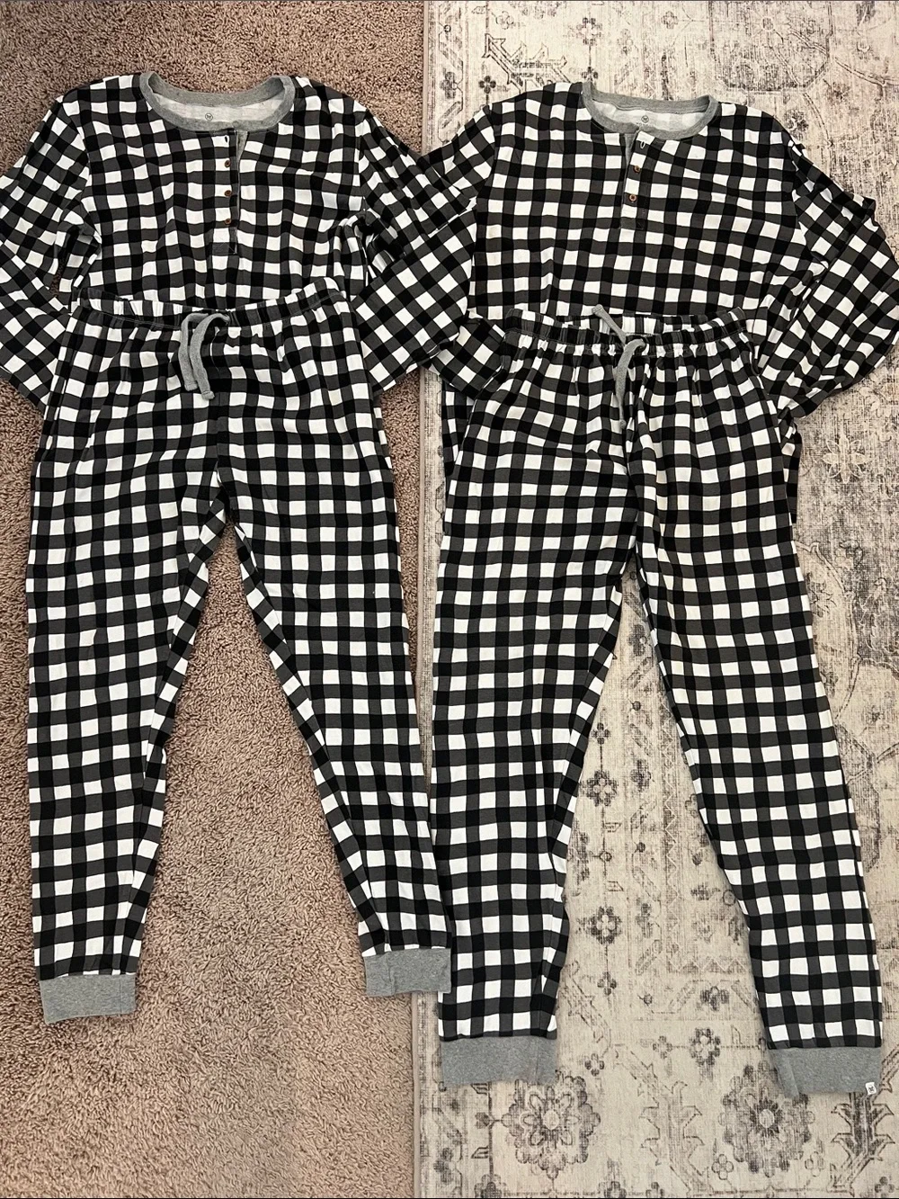 Black and White Buffalo Check Pajama Matching Sets - Classic Plaid